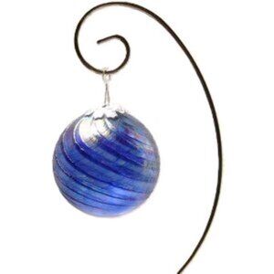Large Hand Blown Iridescent GLASS Ball Ornament CHRISTMAS MYSTICAL PEACOCK BLUE